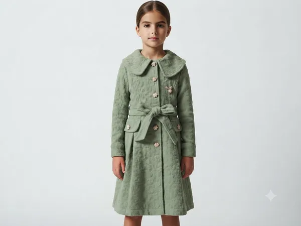 Sage_Green_Textured_Belted_Coat_for_Girls