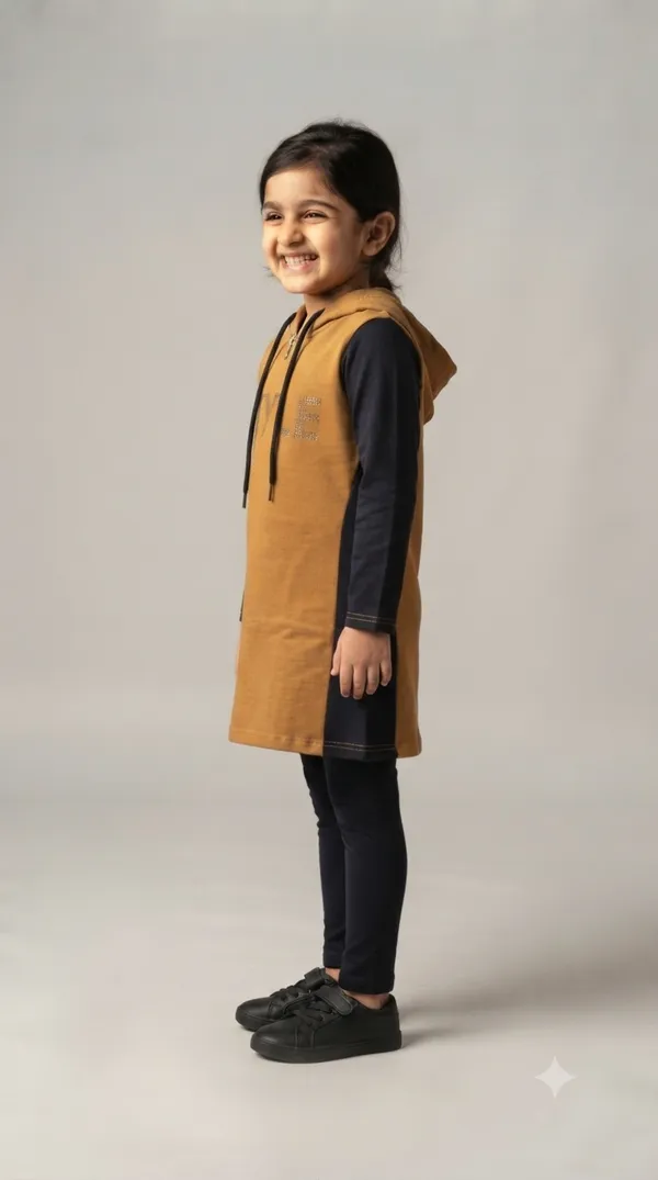 Mustard_Full_Sleeve_Hooded_Dress_Set_for_Girls