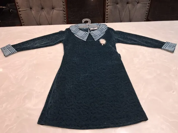 Black_Textured_Full_Sleeve_A-Line_Dress_for_Girls