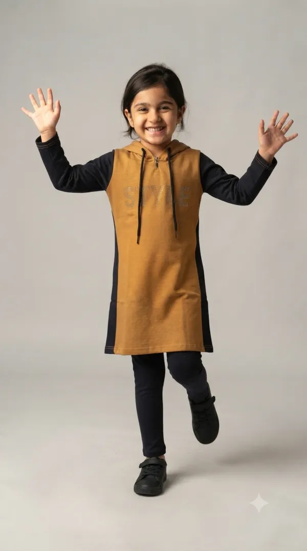 Mustard_Full_Sleeve_Hooded_Dress_Set_for_Girls