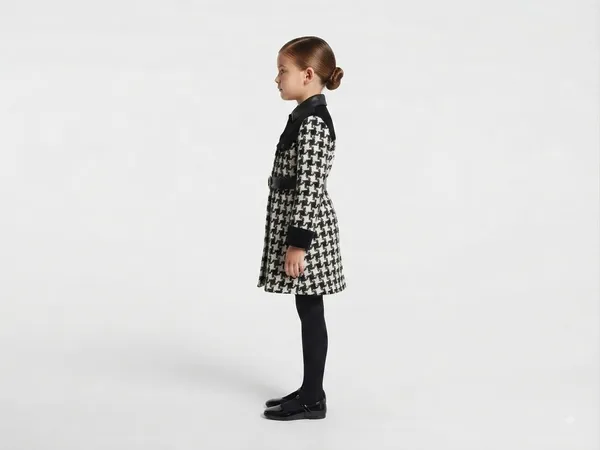 Black_And_White_Houndstooth_Long_Sleeve_Dress_for_Girls