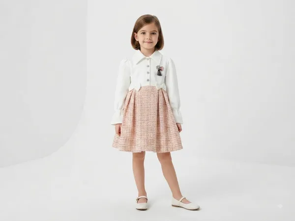 White_And_Pink_Checked_Dress_for_Girls