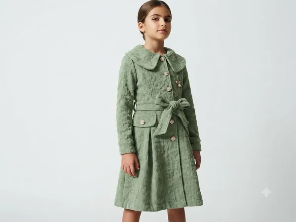Sage_Green_Textured_Belted_Coat_for_Girls