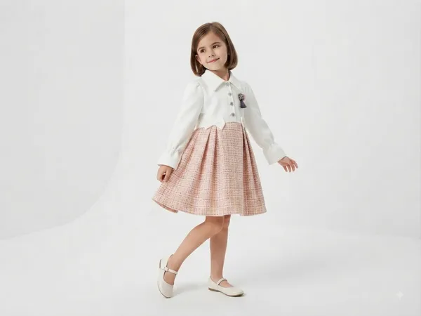 White_And_Pink_Checked_Dress_for_Girls