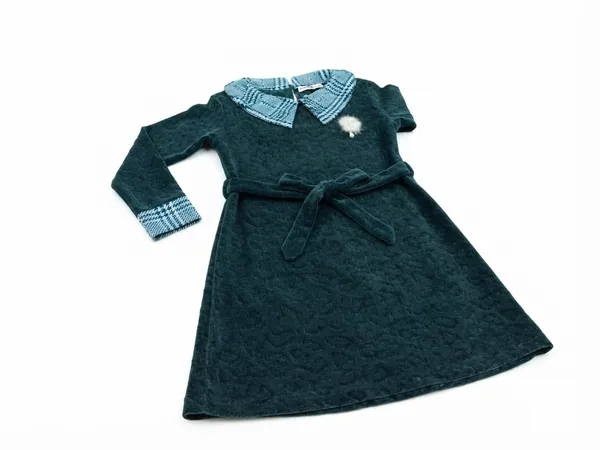 Black_Textured_Full_Sleeve_A-Line_Dress_for_Girls