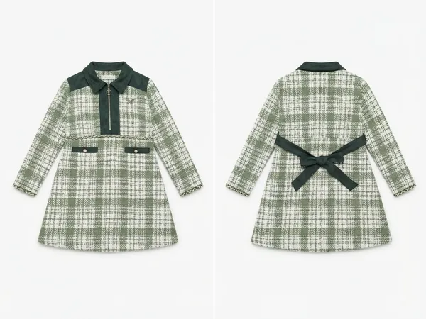 Green_Plaid_Long_Sleeve_Dress_for_Girls