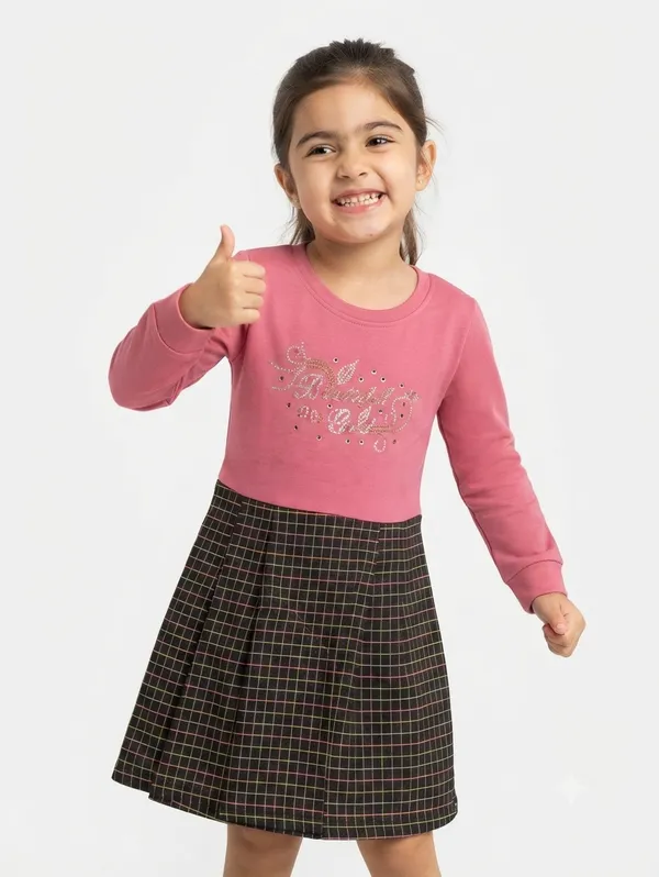 Pink_Plaid_Long_Sleeve_Dress_for_Girls