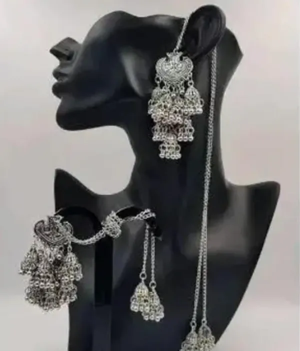 Silver_Oxidized_Bahubali_Jhumka_with_Sahare_(Ear_Chains)