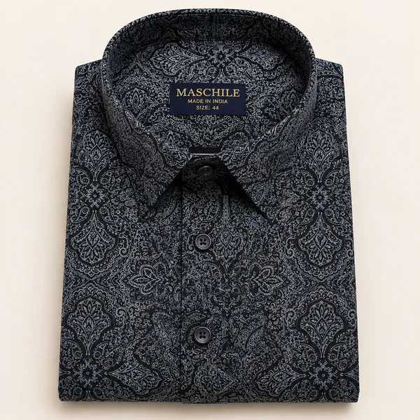 Maschile_Men's_Charcoal_Black_Paisley_Printed_Full-Sleeve_Shirt