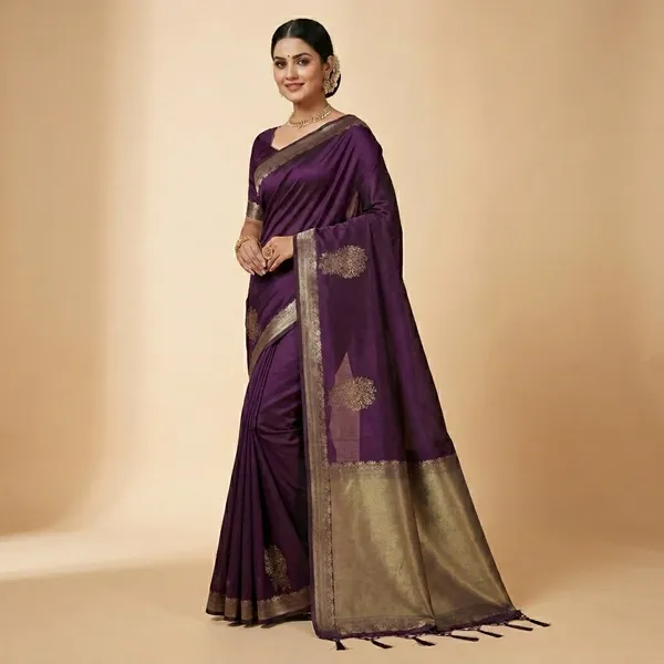 Brown_Silk_Zari_Embroidered_Motif_Saree_For_Women