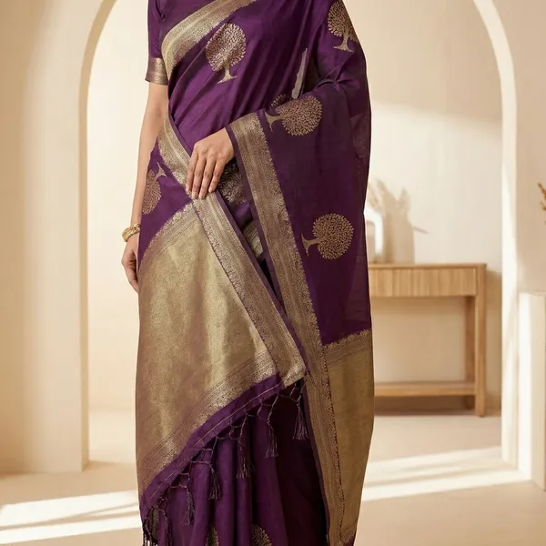 Brown_Silk_Zari_Embroidered_Motif_Saree_For_Women
