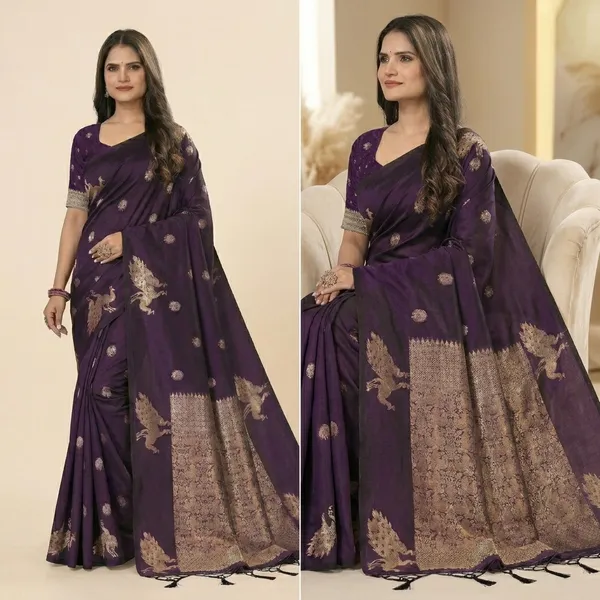 Silk_Woven_Golden_Border_Saree_For_Women