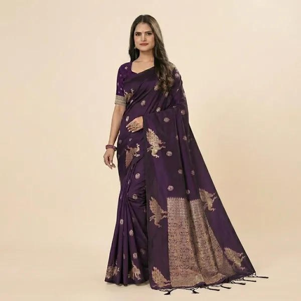 Silk_Woven_Golden_Border_Saree_For_Women