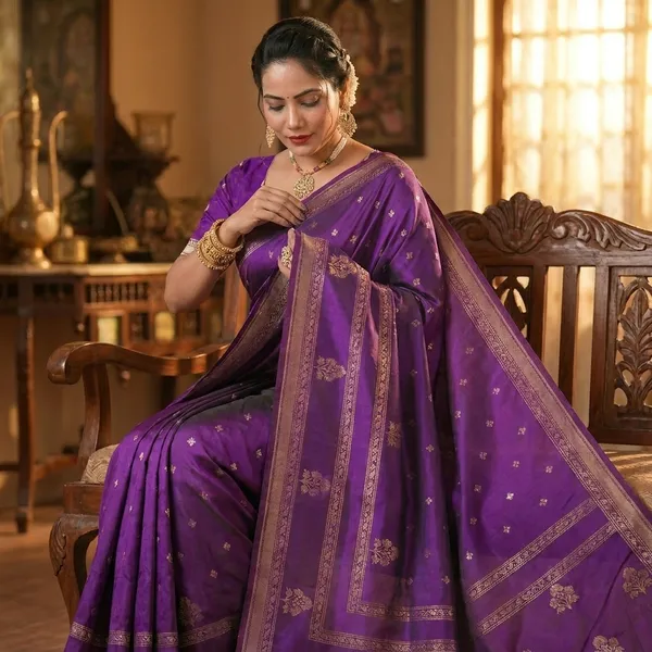 Purple_Banarasi_Silk_Golden_Zari_Woven_Saree_For_Women
