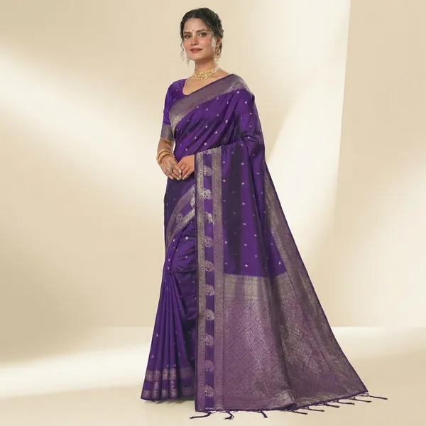 Purple_Banarasi_Silk_Silver_Zari_Woven_Saree_For_Women