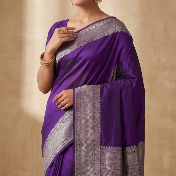 Purple_Banarasi_Silk_Silver_Zari_Woven_Saree_For_Women