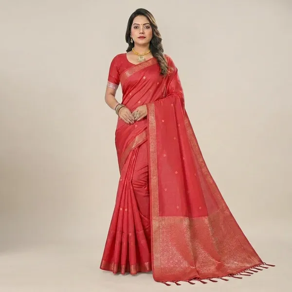Red_Silk_Zari_Woven_Brocade_Border_Saree_For_Women