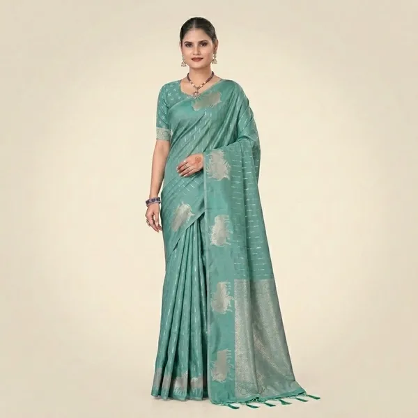 Silk_Zari_Woven_Contrast_Border_Saree_For_Women
