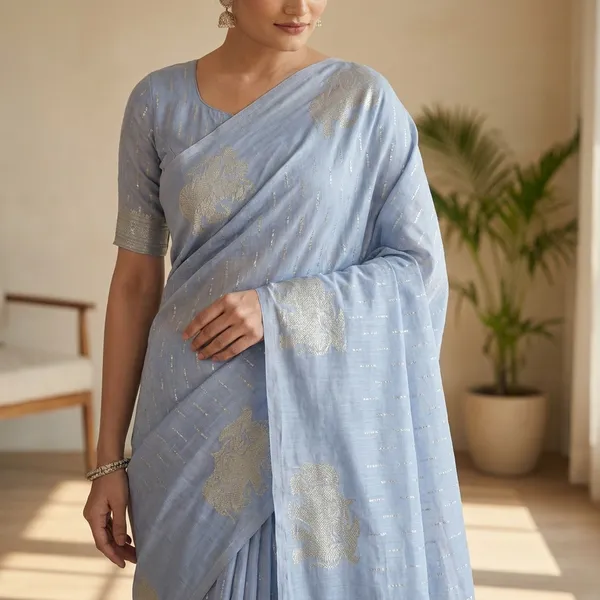 Pastel_Silk_Blend_Woven_Saree_For_Women