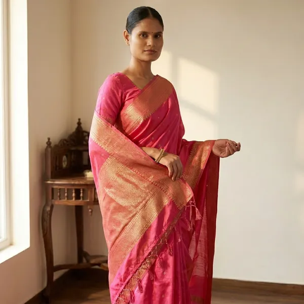 Silk_Zari_Woven_Golden_Border_Saree_For_Women