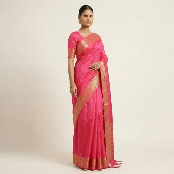 Silk_Zari_Woven_Golden_Border_Saree_For_Women