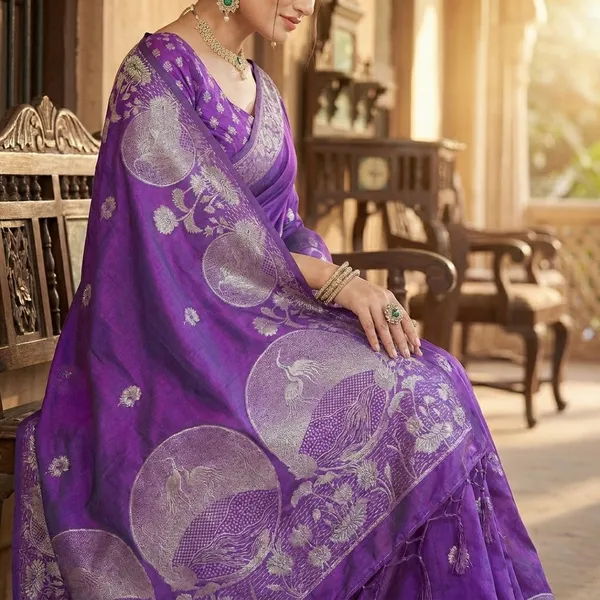 Multi_Silk_Zari_Woven_Saree_With_Floral_Border_And_Pallu_For_Women