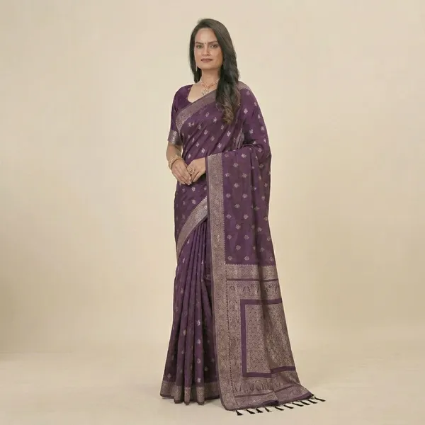 Brown_Banarasi_Silk_Silver_Zari_Woven_Saree_For_Women
