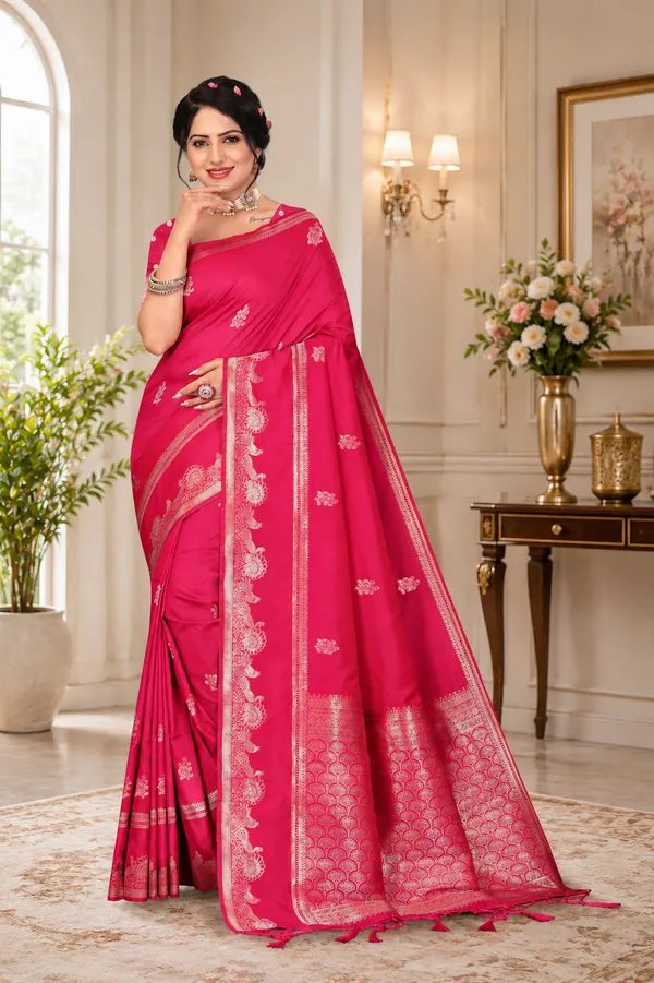 Pink_Banarasi_Silk_Golden_Zari_Woven_Saree_For_Women