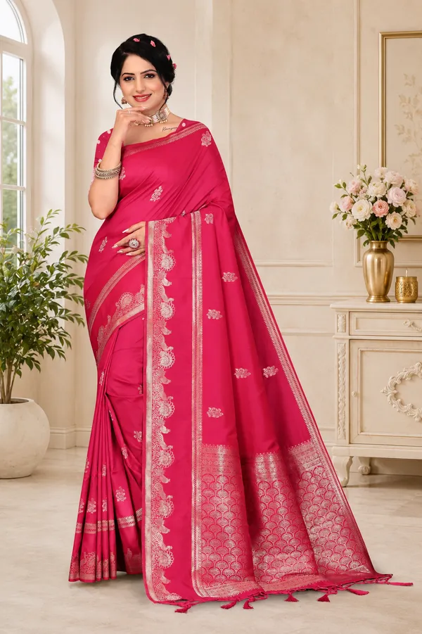 Pink_Banarasi_Silk_Golden_Zari_Woven_Saree_For_Women