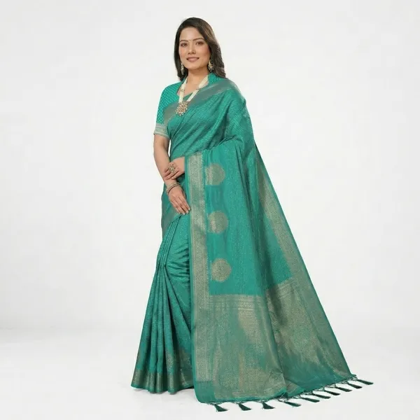 Sea_Green_Silk_Zari_Woven_Tassel_Saree_For_Women