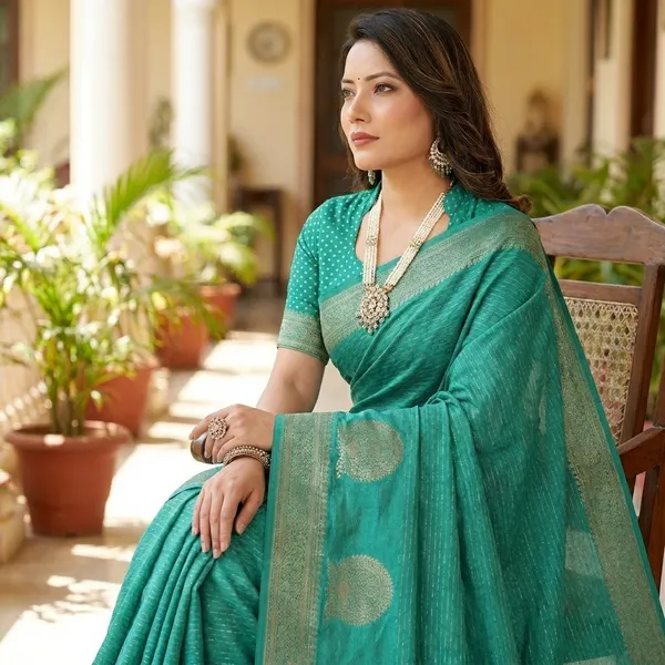 Sea_Green_Silk_Zari_Woven_Tassel_Saree_For_Women