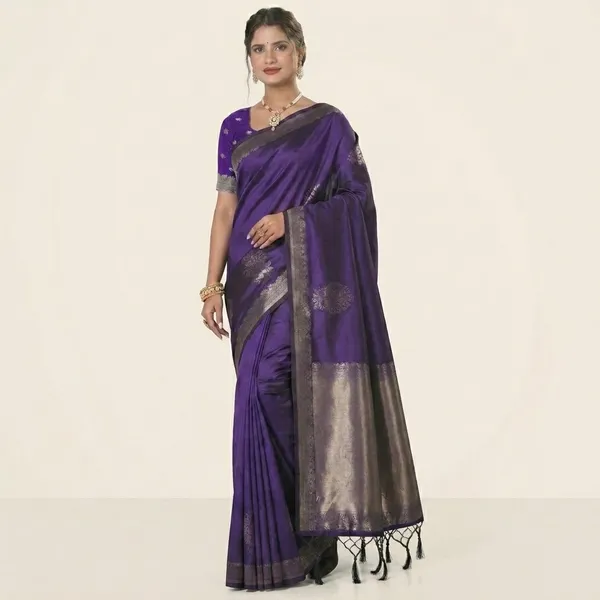 Violet_Silk_Golden_Zari_Border_Woven_Saree_For_Women