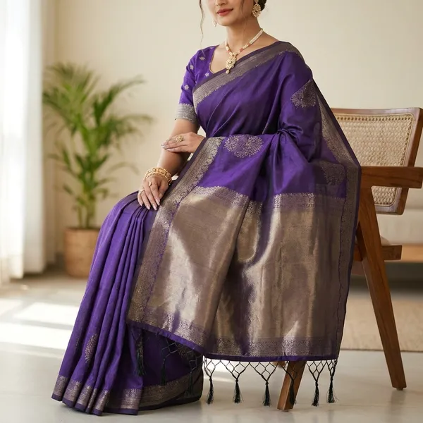 Violet_Silk_Golden_Zari_Border_Woven_Saree_For_Women