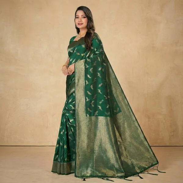 Green_Banarasi_Silk_Golden_Zari_Woven_Saree_For_Women