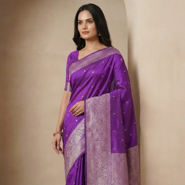 Purple_Banarasi_Silk_Zari_Butti_Woven_Saree_For_Women
