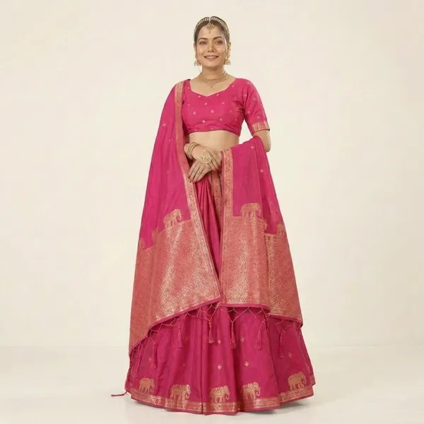 Pink_Banarasi_Silk_Jacquard_Zari_Lehenga_Set_For_Women