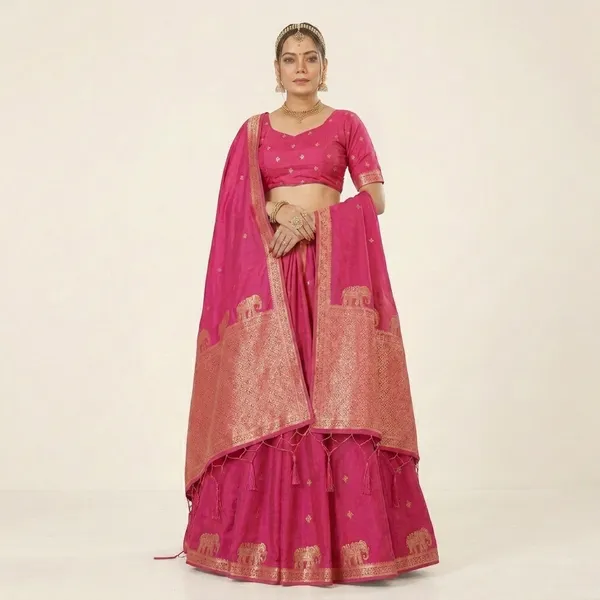 Pink_Banarasi_Silk_Jacquard_Zari_Lehenga_Set_For_Women
