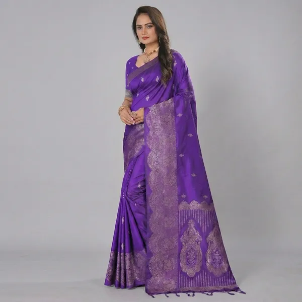 Purple_Banarasi_Silk_Paisley_Zari_Woven_Saree_For_Women