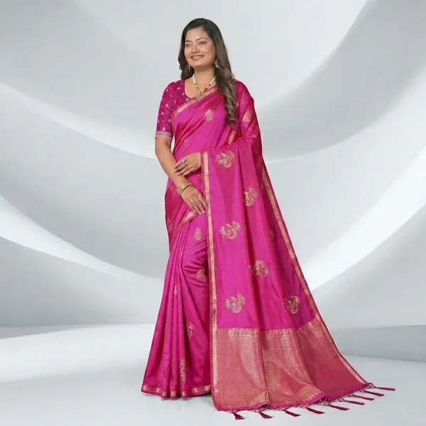 Magenta_Satin_Silk_Embroidered_Zari_Border_Saree_For_Women