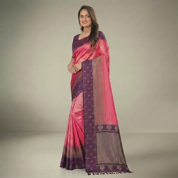 Pink_Silk_Zari_Woven_Purple_Border_Saree_For_Women