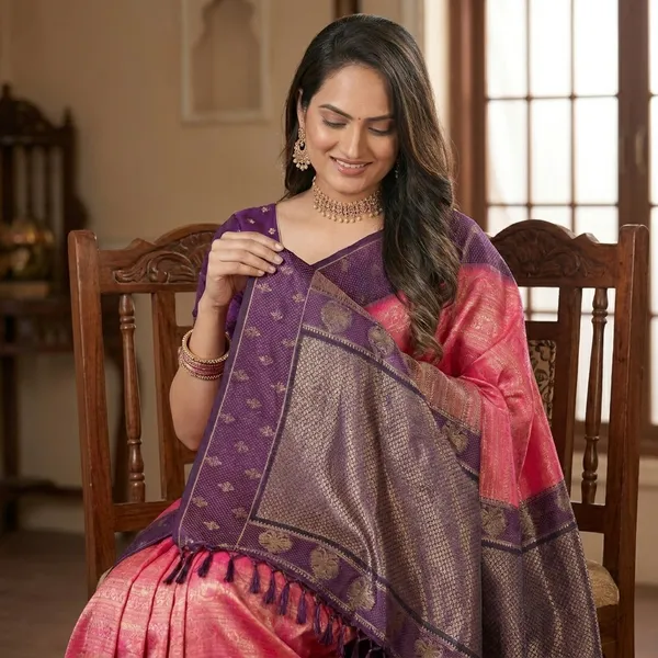 Pink_Silk_Zari_Woven_Purple_Border_Saree_For_Women