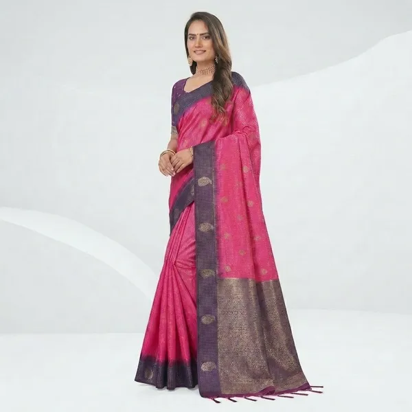 Pink_Banarasi_Silk_Zari_Woven_Border_Saree_For_Women