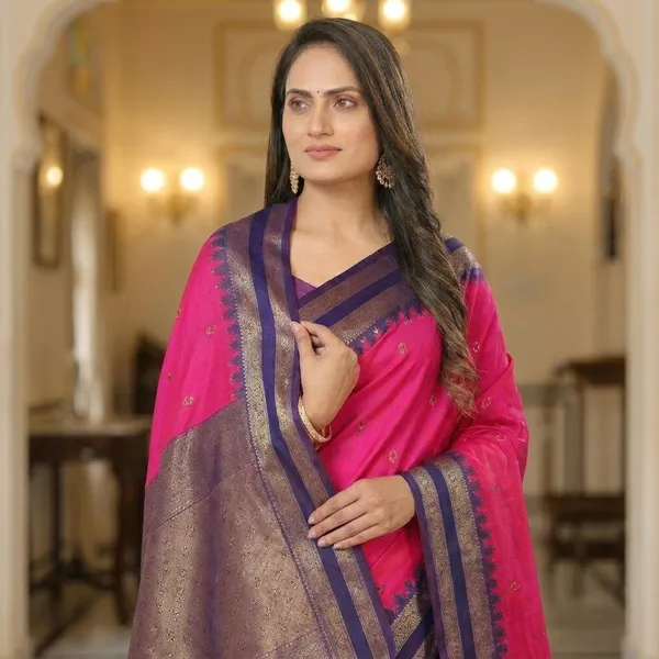 Pink_Cotton_Silk_Woven_Zari_Buti_Saree_For_Women