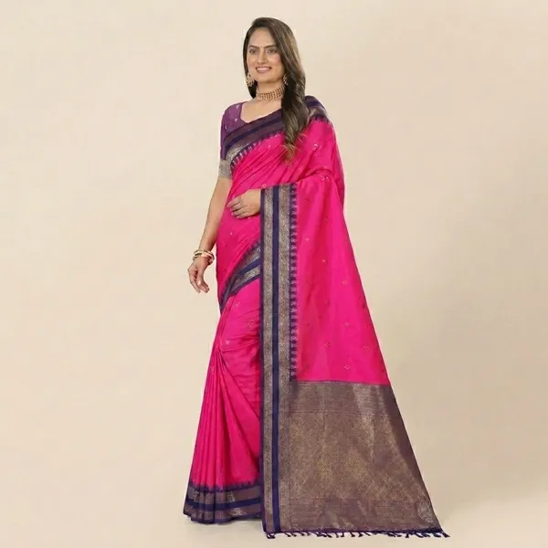 Pink_Cotton_Silk_Woven_Zari_Buti_Saree_For_Women