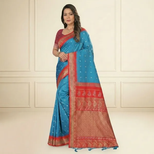 Silk_Banarasi_Woven_Zari_Border_Saree_For_Women