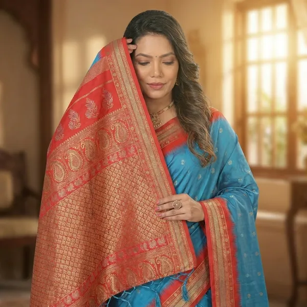 Silk_Banarasi_Woven_Zari_Border_Saree_For_Women