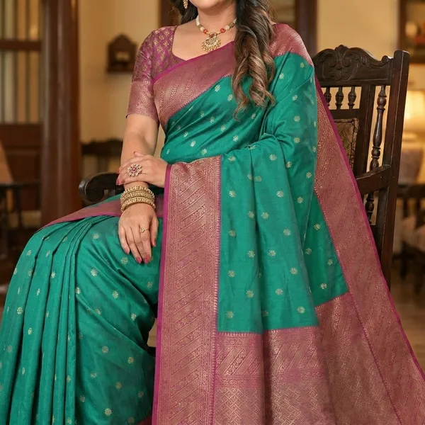 Silk_Woven_Buti_Contrast_Border_Saree_For_Women