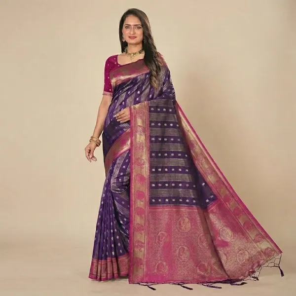 Purple_Silk_Traditional_Woven_Contrast_Border_Saree_For_Women
