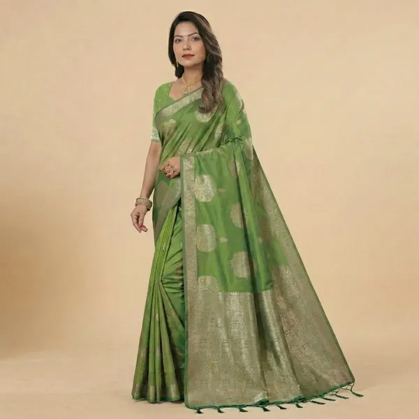 Green_Banarasi_Silk_Golden_Zari_Woven_Saree_For_Women