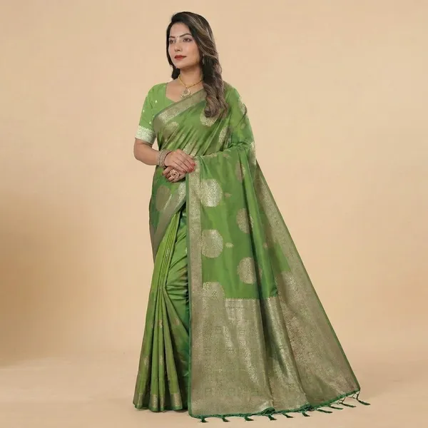 Green_Banarasi_Silk_Golden_Zari_Woven_Saree_For_Women